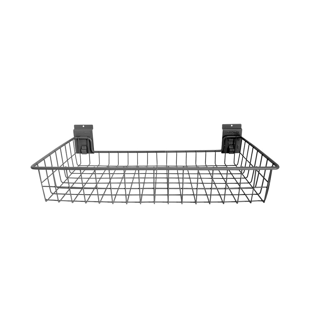 Heavyduty metal baskets wholesale durable medium grey slatwall hanging basket