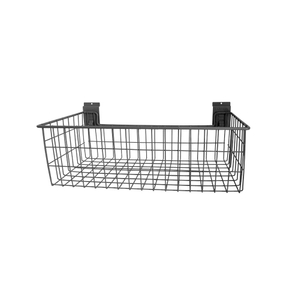 Slatwall hanging storage basket metal wire mesh slatwall holder shelf